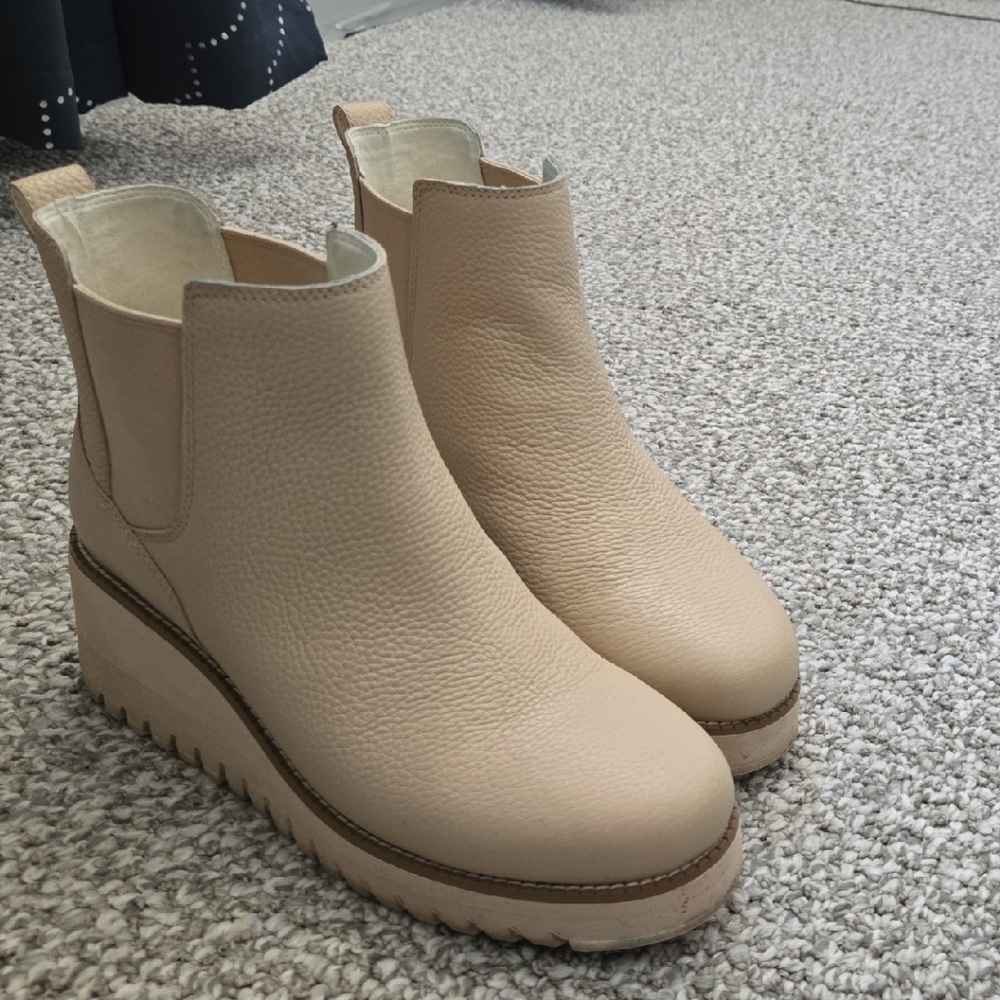 Cole Haan Beige Wedge Chelsea Ankle Boots